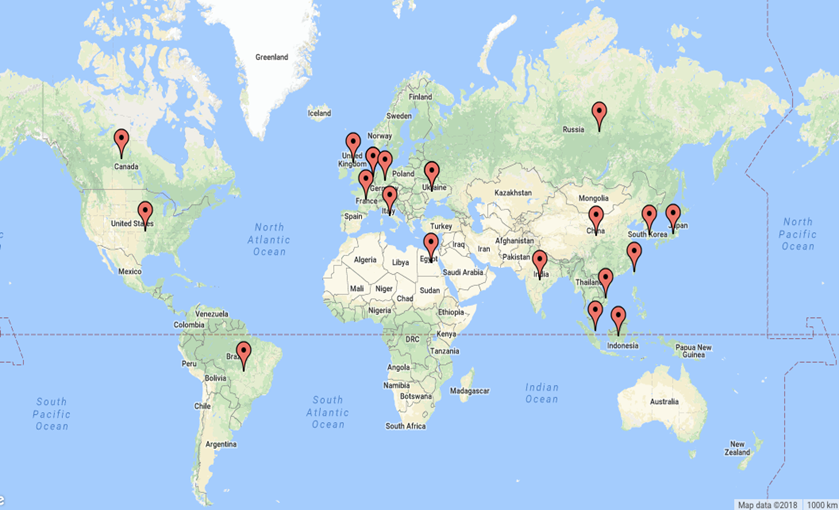 Cyber Security Threat Geolocations March 26 - April 2018