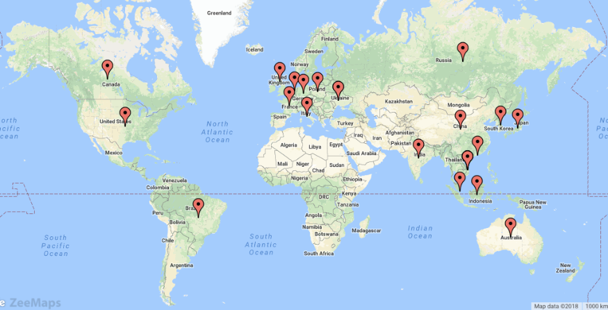 Cyber Security Threat Geolocations June 25 - July 1 2018