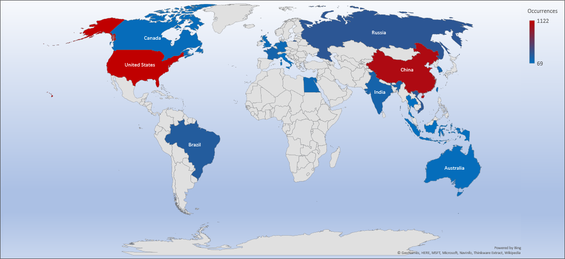 Cyber Security Threat Geolocations  June 24-30 2019