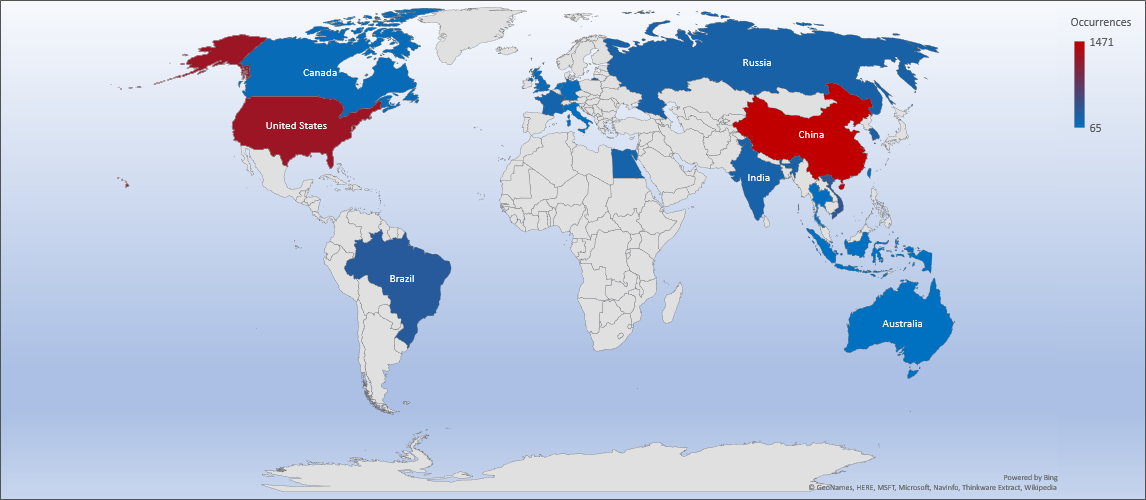 Cyber Security Threat Geolocations Sept. 2-8 2019