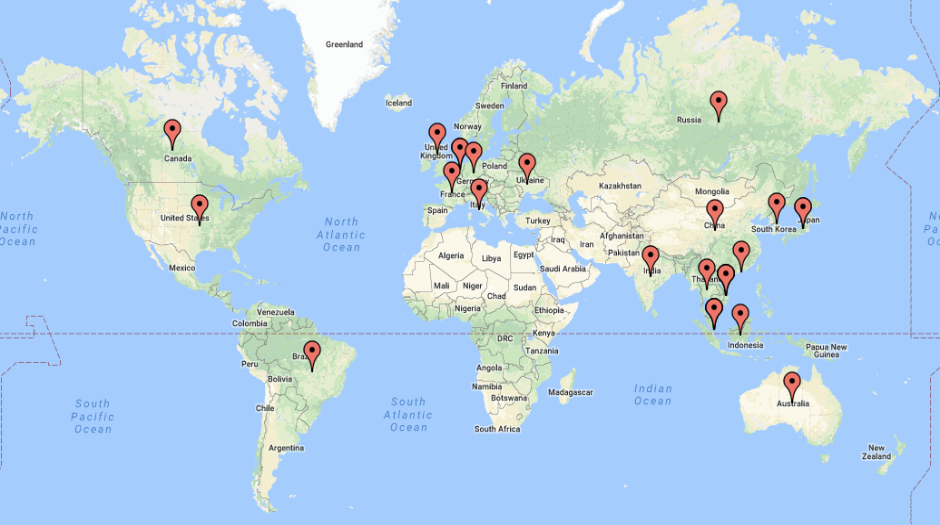 Cyber Security Threat Geolocations June 11-17 2018