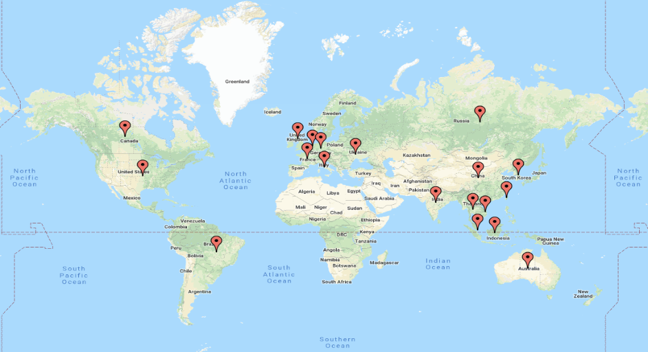 Cyber Security Threat Geolocations October 8-14 2018