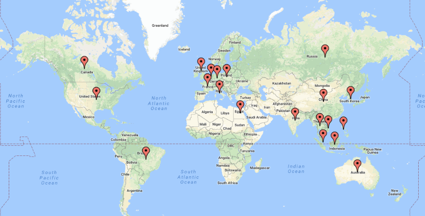 Cyber Security Threat Geolocations July 8-15 2018