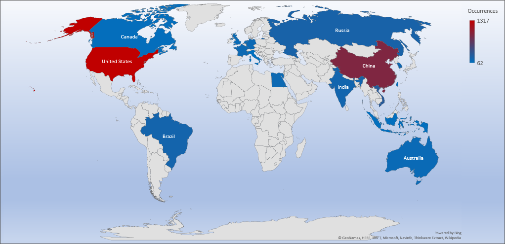 Cyber Security Threat Geolocations July 8-14 2019