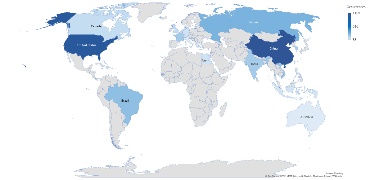 Cyber Security Threat Geolocations June 10-16 2019