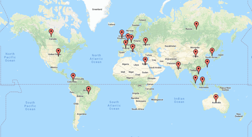 Cyber Security Threat Geolocations September 10-17 2018