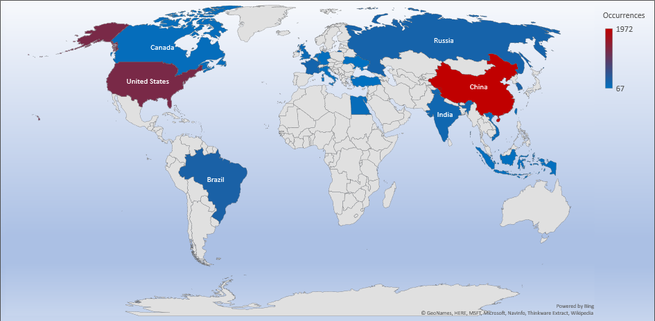 Cyber Security Threat Geolocations September 9-15 2019