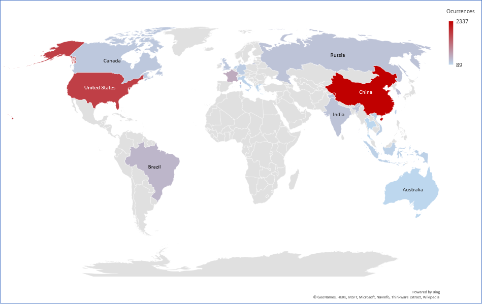 Cyber Security Threat Geolocations April 15-21 2019