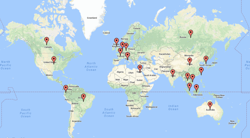 Cyber Security Threat Geolocations  July 16-22 2018