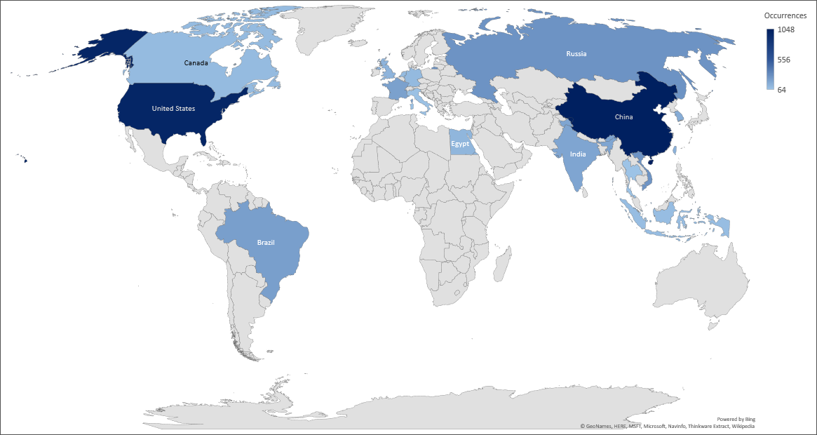 Cyber Security Threat Geolocations June 2019