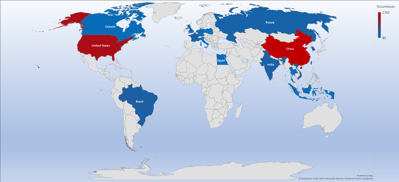 Cyber Security Threat Geolocations August 19-25 2019