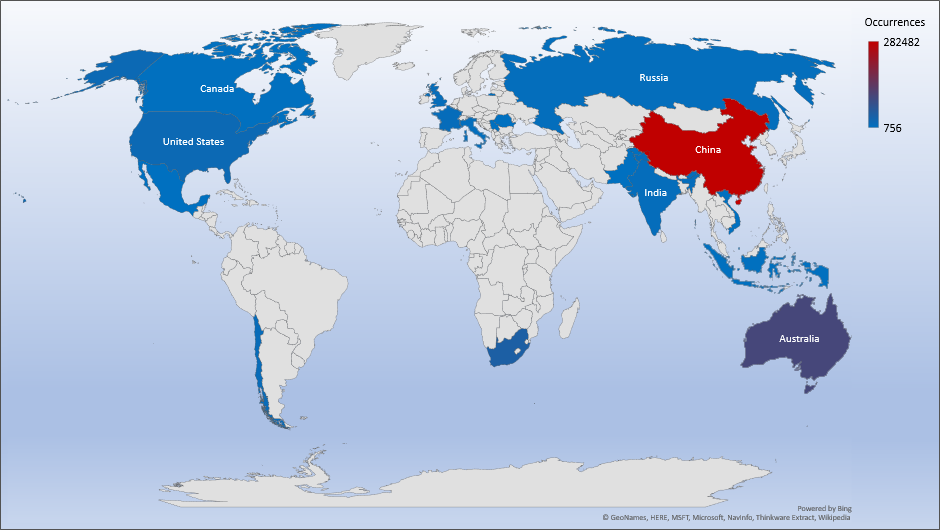 Cyber Security Threat Geolocations Nov 25 - Dec 1 2019