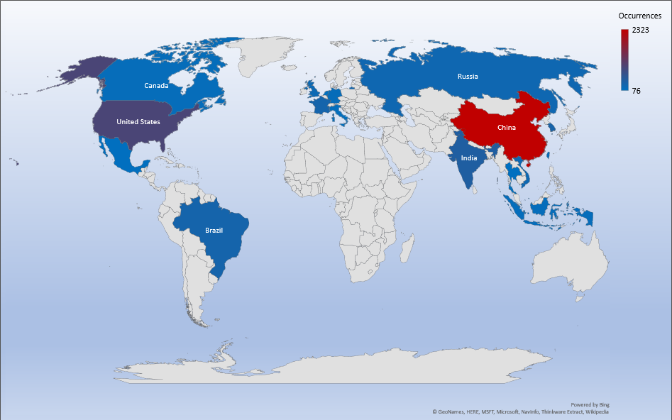 Cyber Security Threat Geolocations Nov 18-24 2019